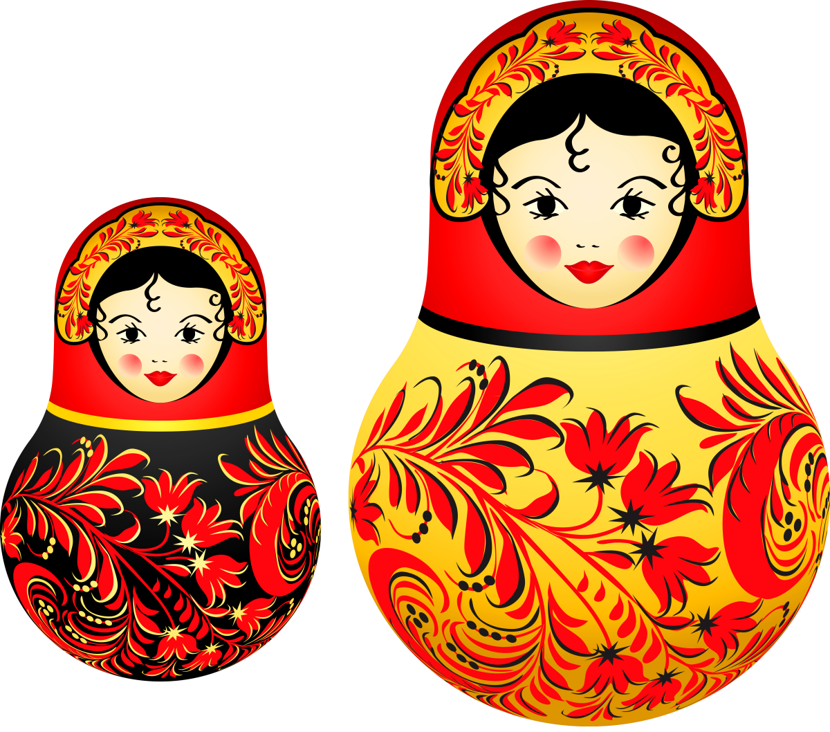 Матрешка Золотая Хохлома роспись