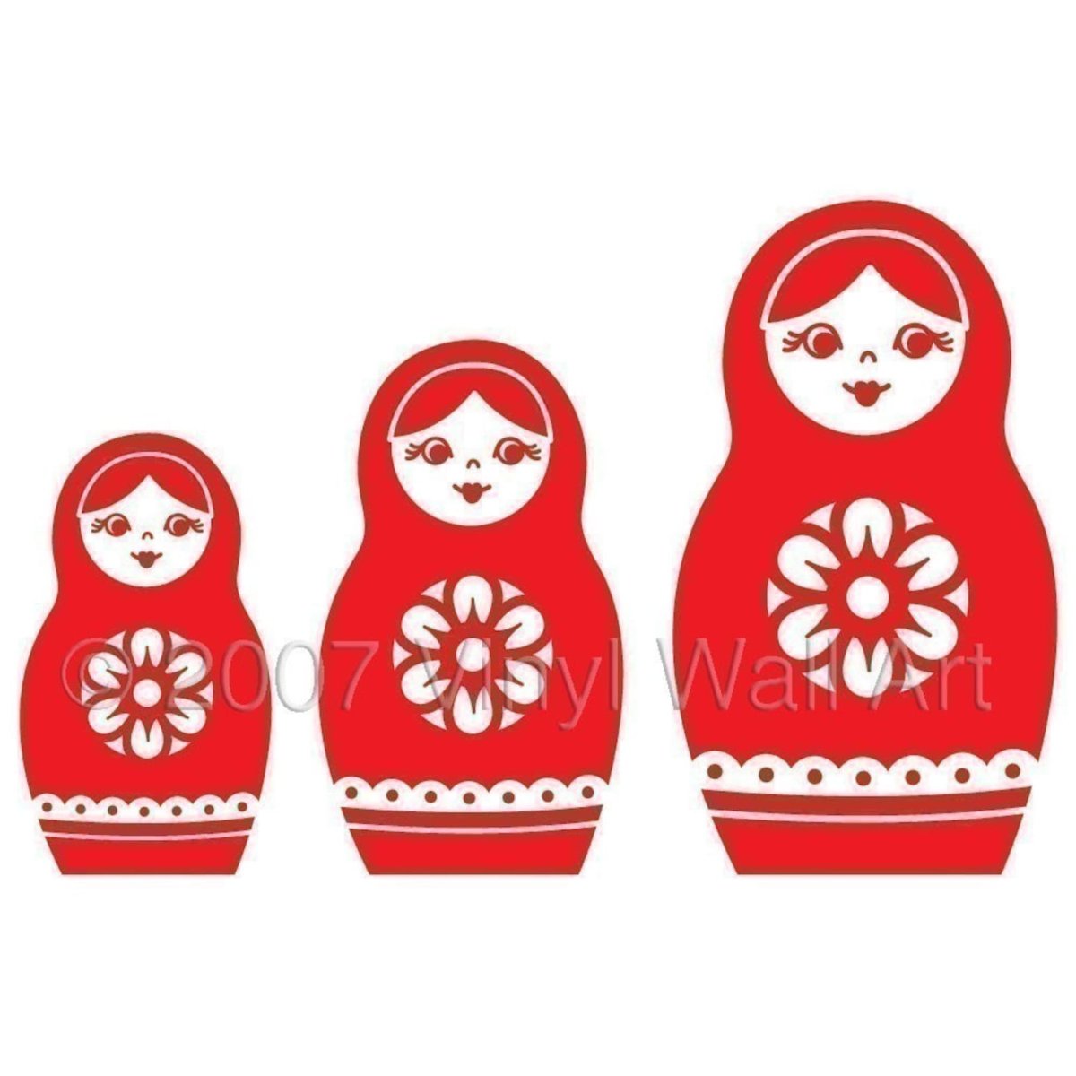 Нарисованная красная Матрешка