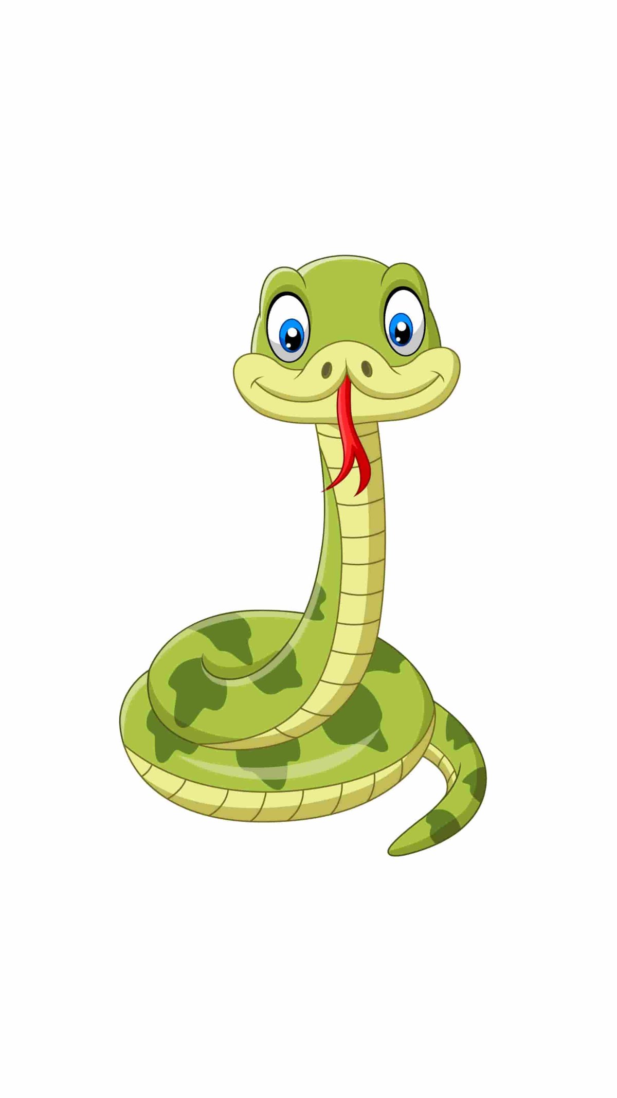 Змея мультяшная на белом фоне