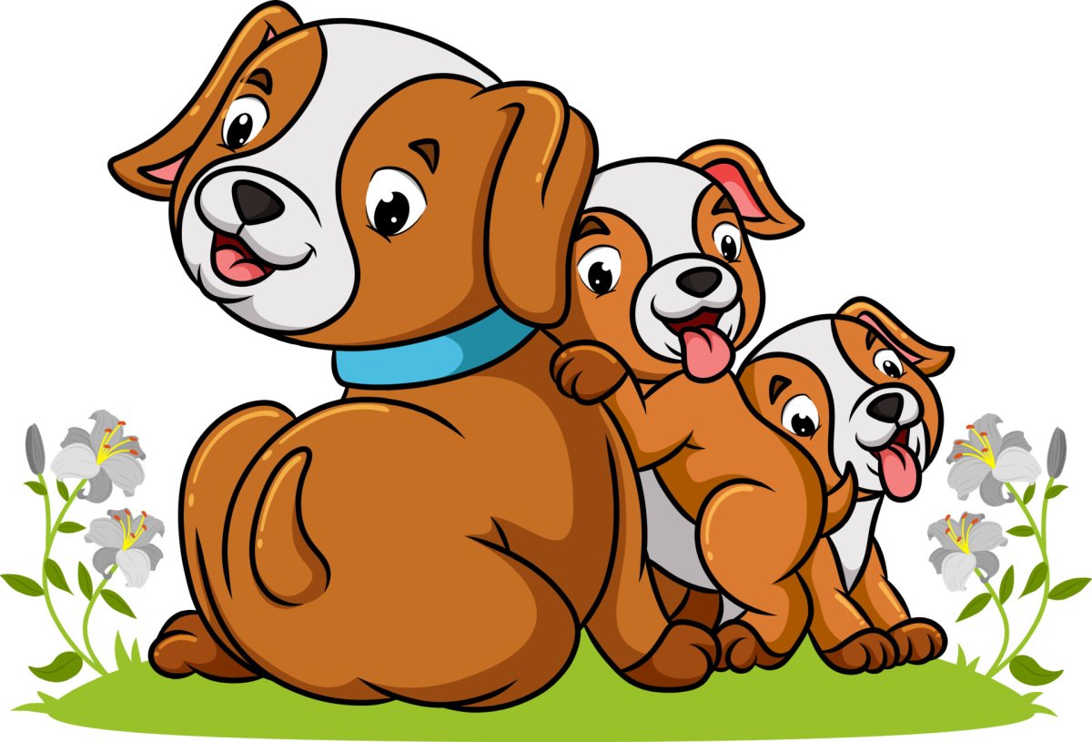 Собачка с корзинкой мультяшная