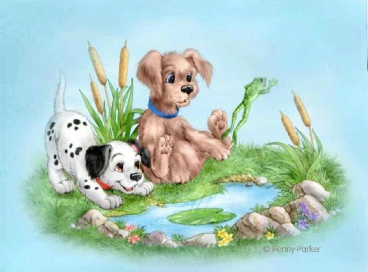 Мама собачка и щенок для детей