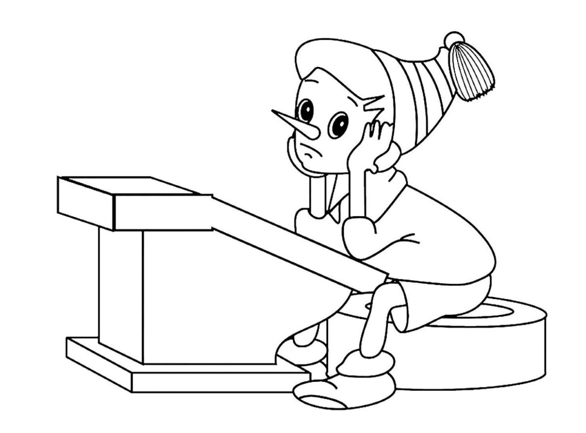 Буратино раскраска для детей