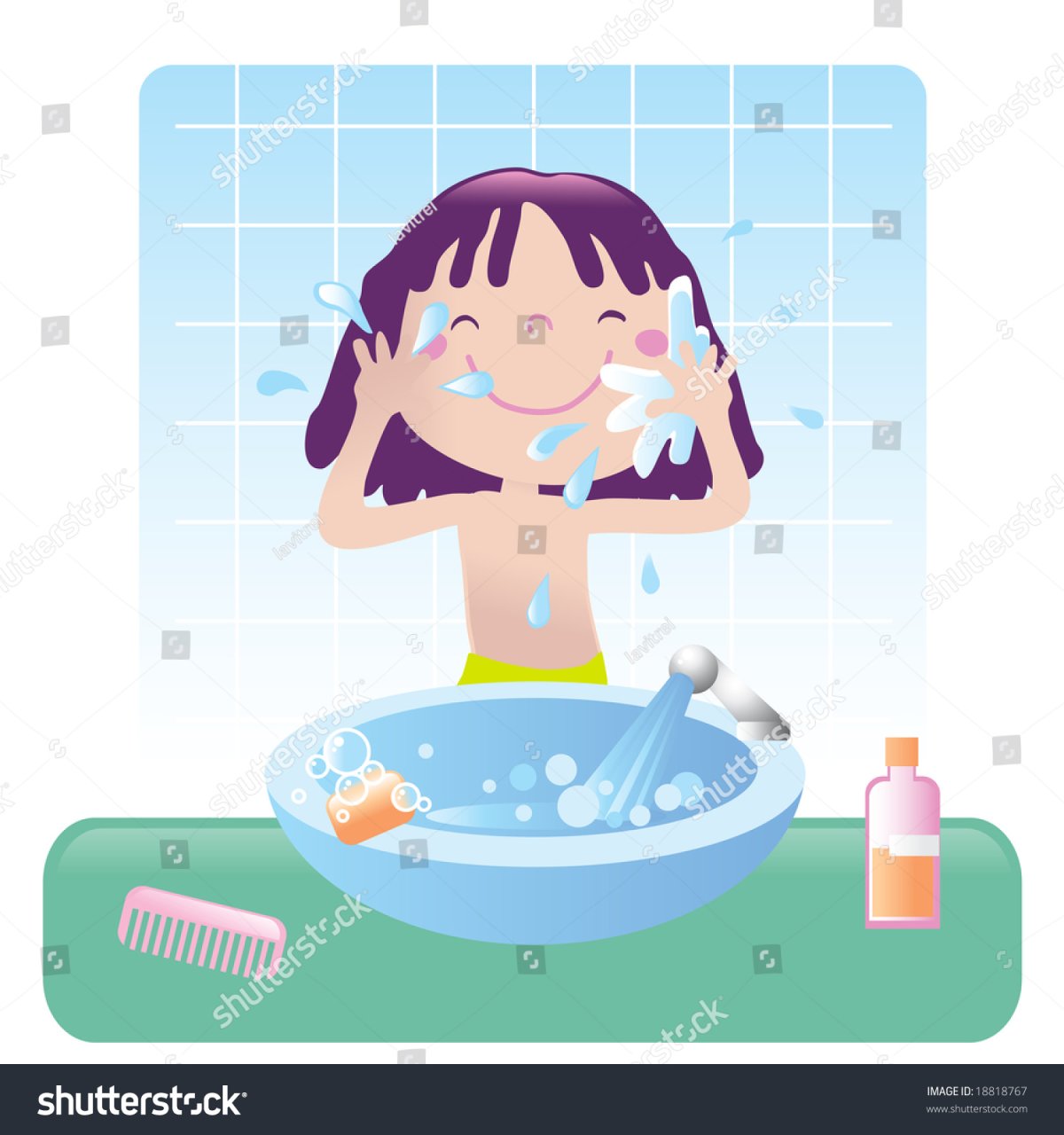 Девочка умывается