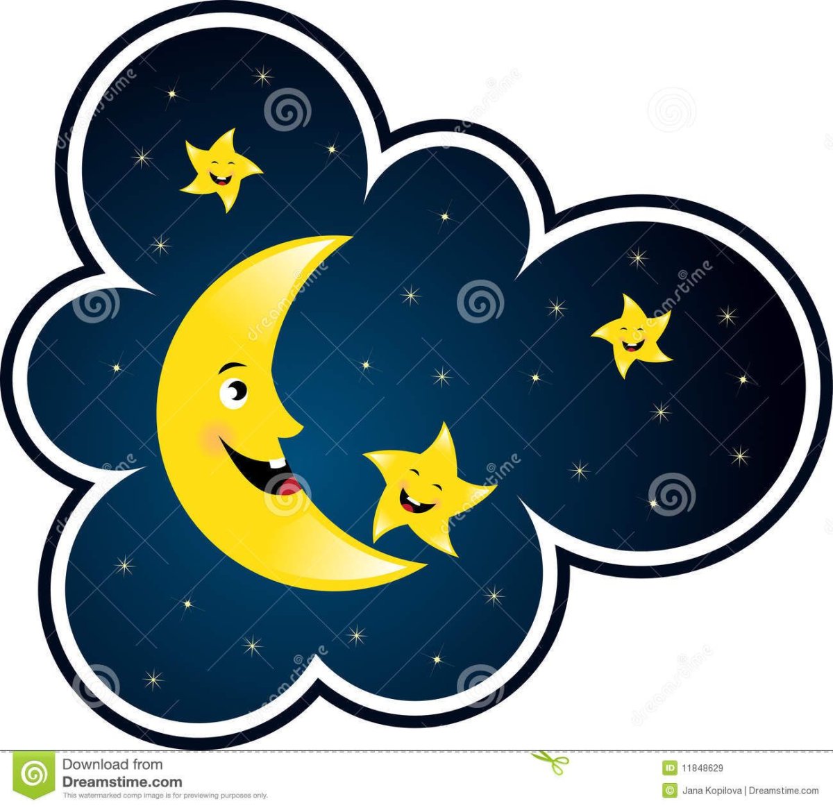 Луна и звезды мультяшные