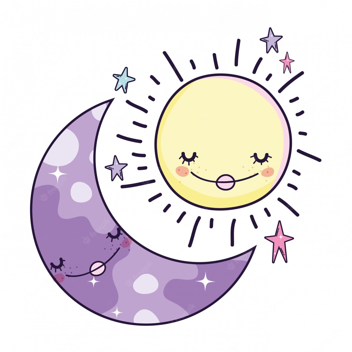 Луна и солнце мультяшная