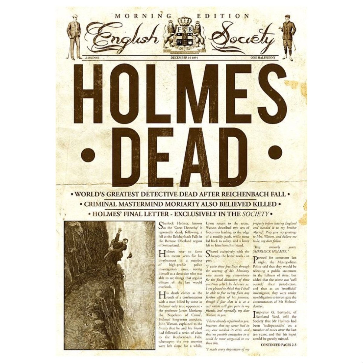 Газета английская Старая с Шерлок Холмс