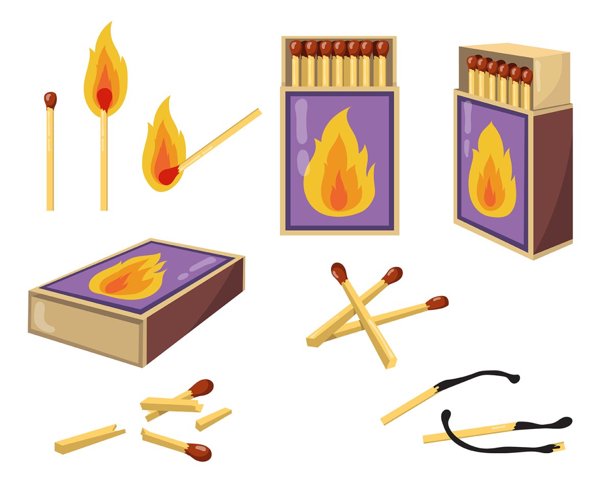 Коробок с сожженными спичками