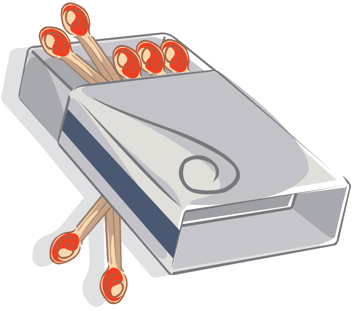 Спичечный коробок и горящая спичка