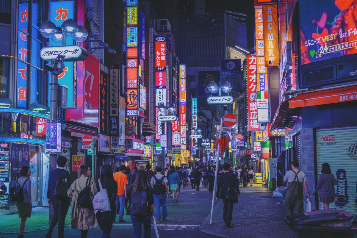 Ночной вид улицы Японии