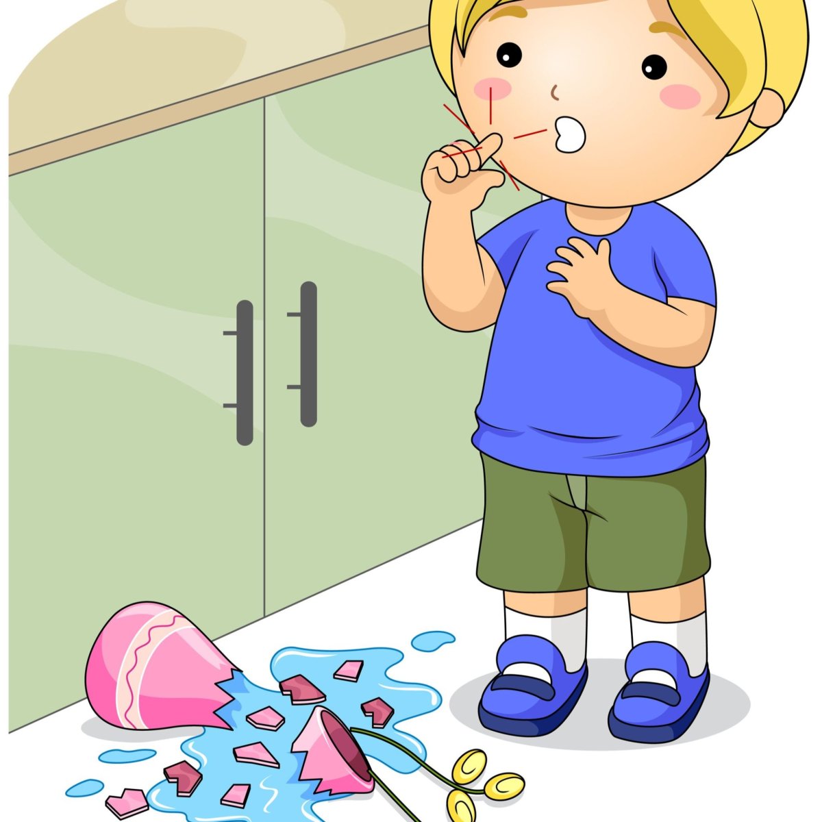 Мальчик разбил вазу