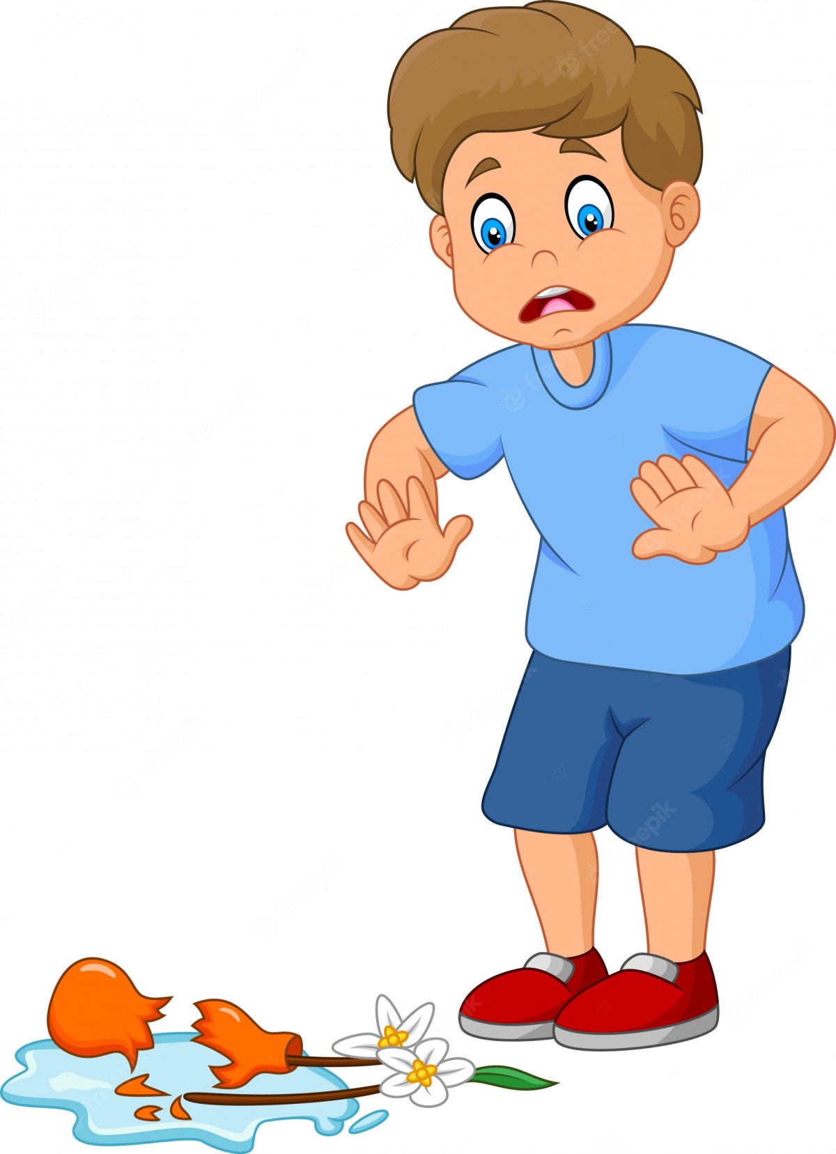 Мальчик разбил чашку