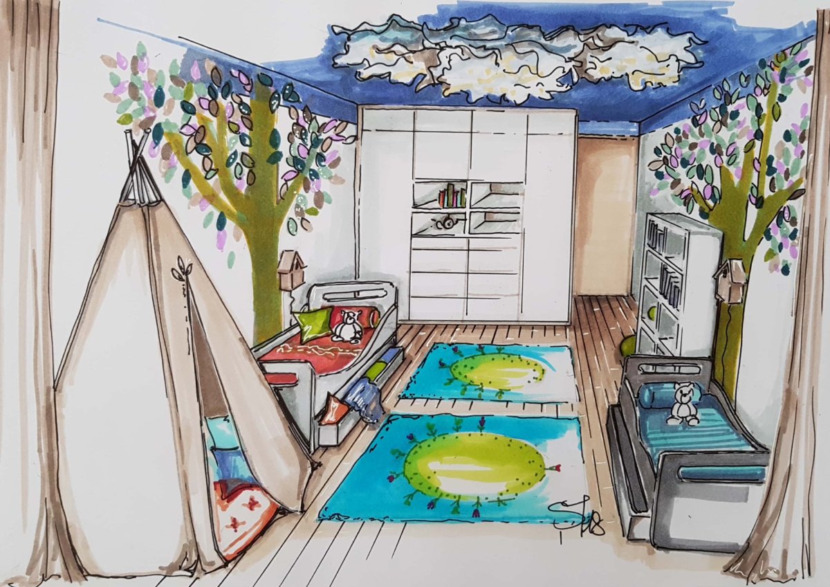Скетчинг детская комната