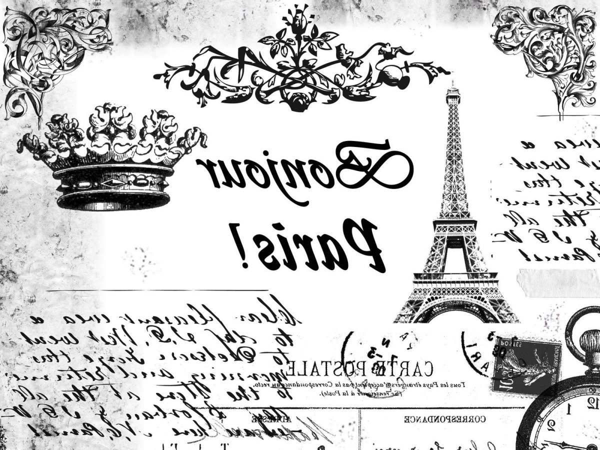 Париж для декупажа надписи