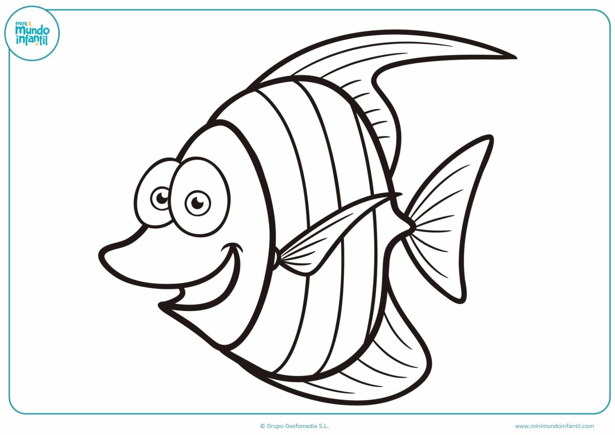 Веселая рыбка раскраска