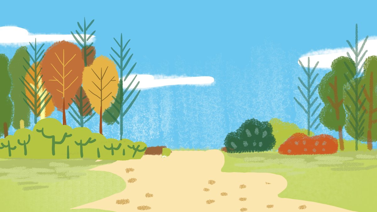 Рисунок леса мультяшный