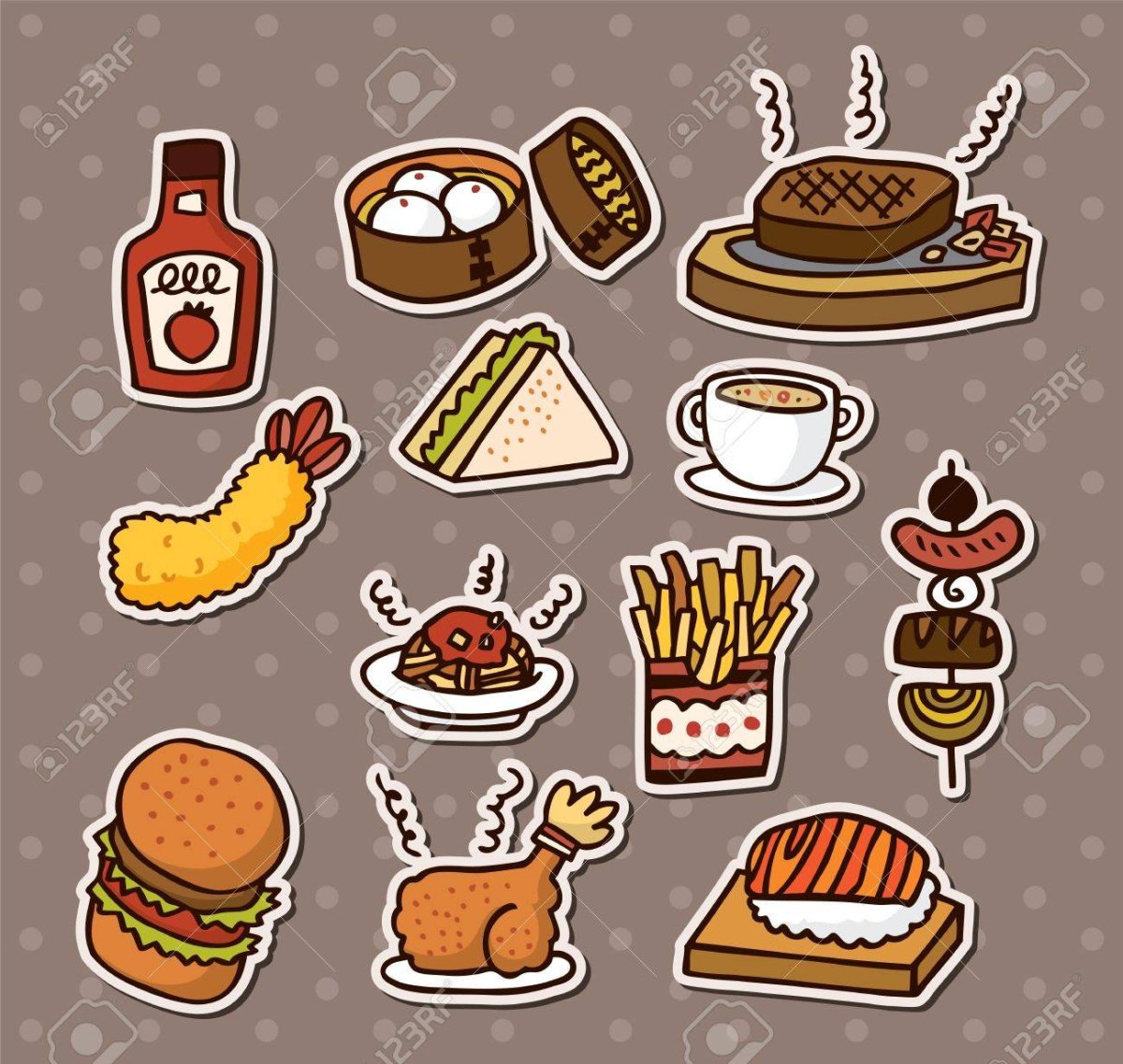 Наклейки фаст фуд