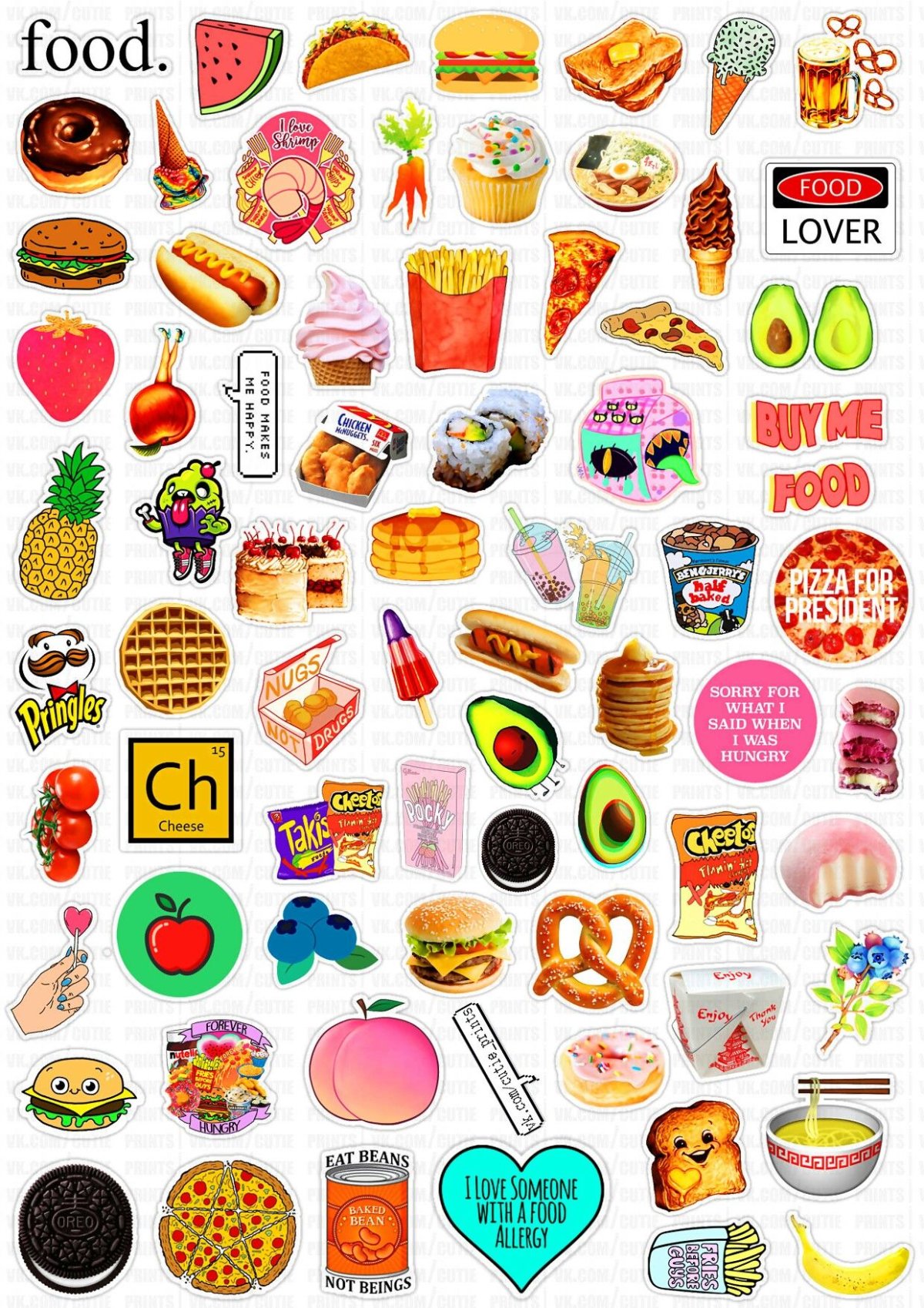 Наклейки еда