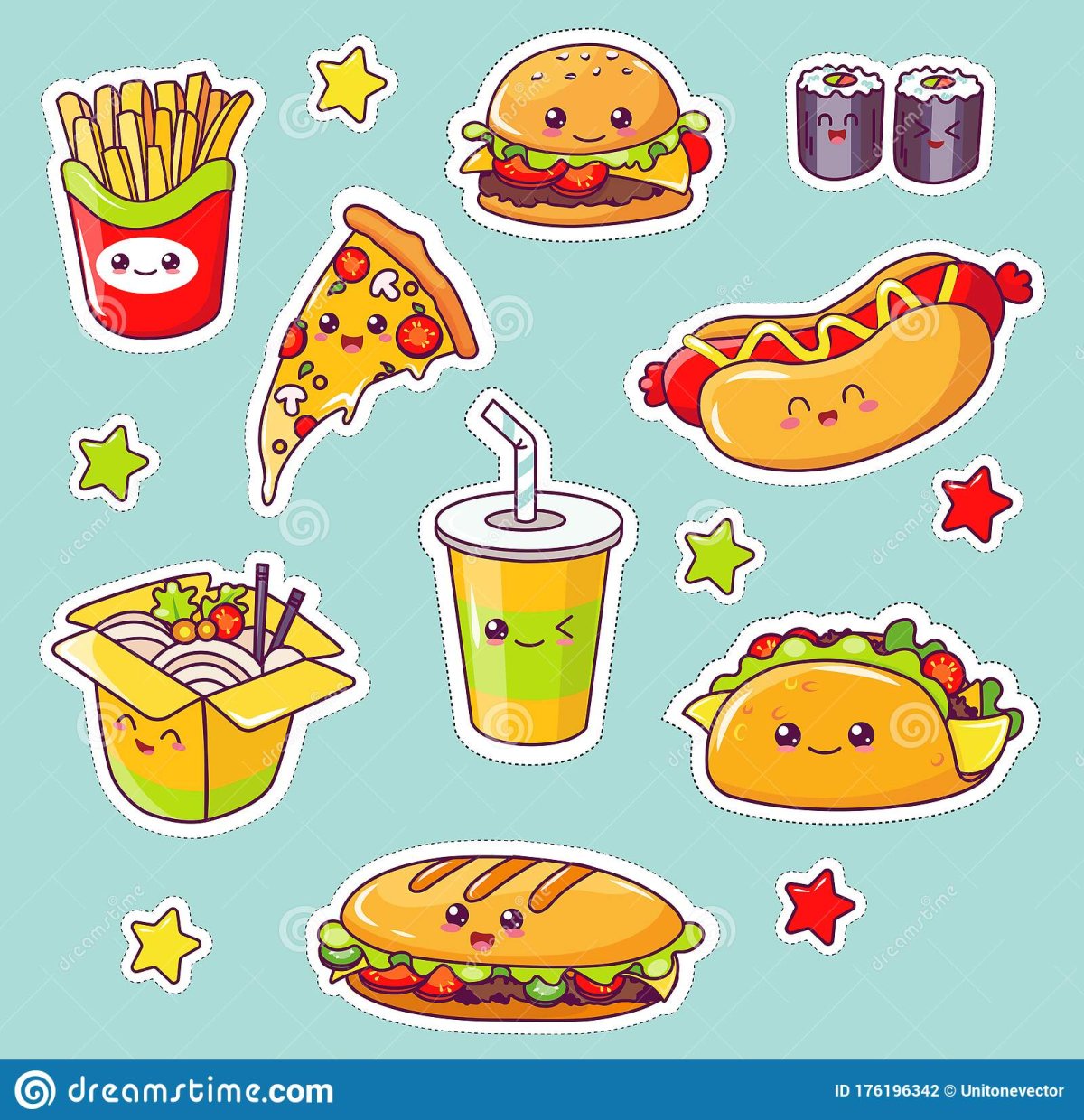 Наклейки фаст фуд