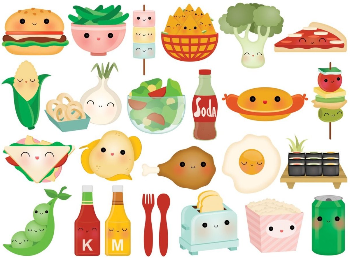 Наклейки в виде еды