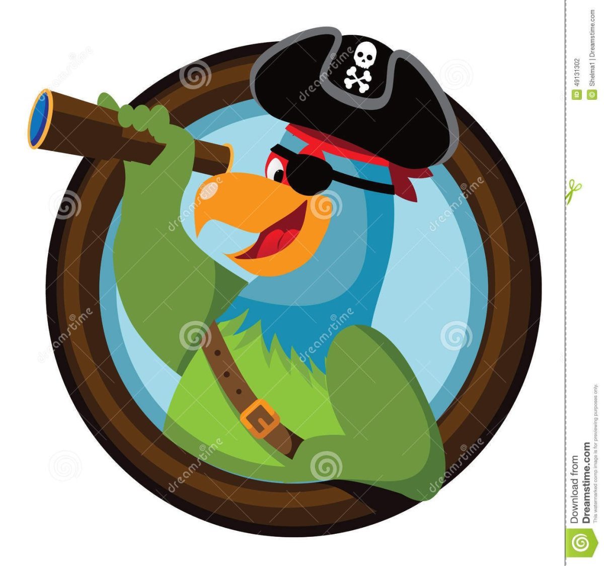 Пират с попугаем и трубкой