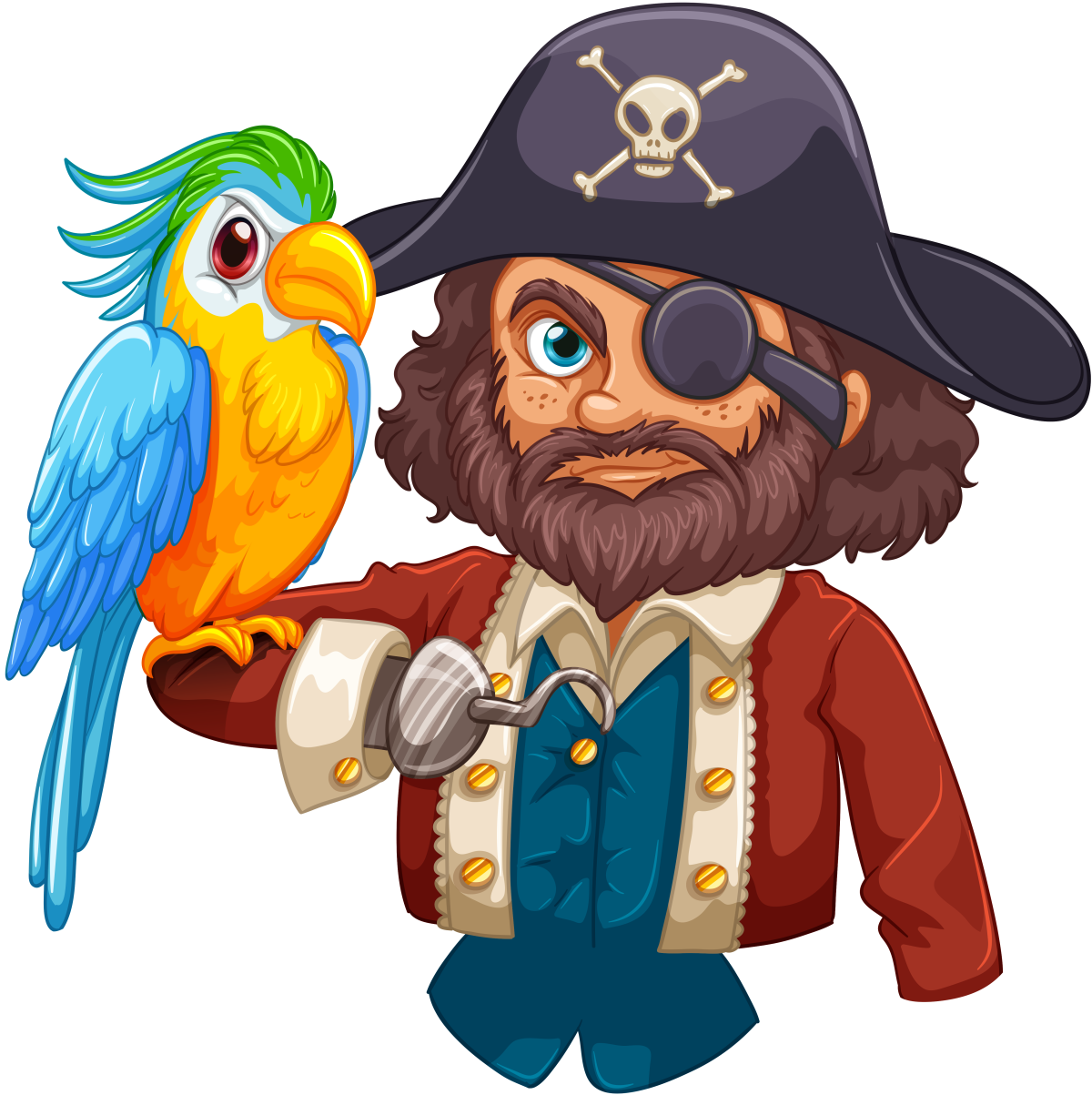 Пираты Карибского моря с попугаем на плече