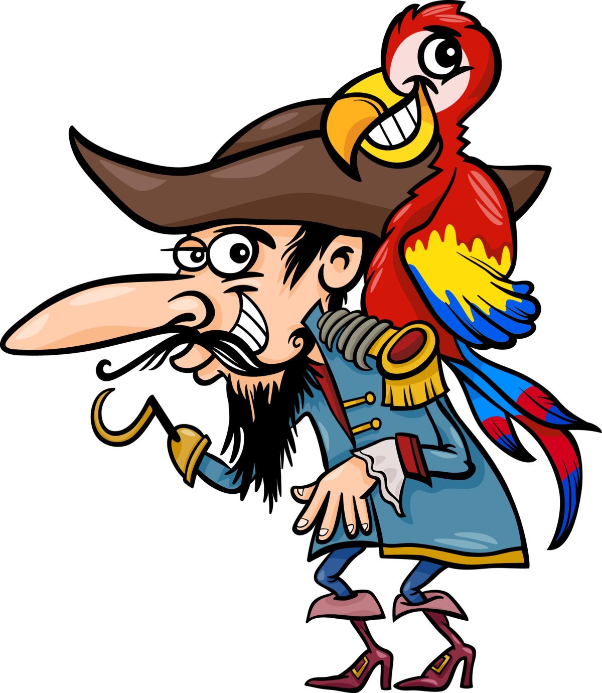 Пират с попугаем черным