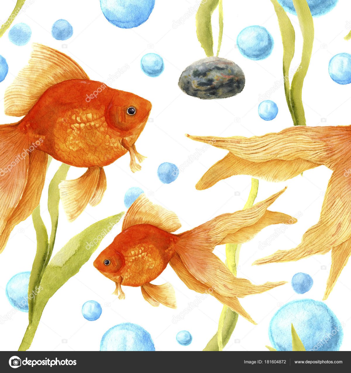 Рыбки в аквариуме акварелью детские