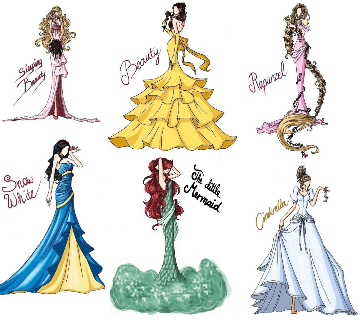 Нарисовать Диснеевских принцесс
