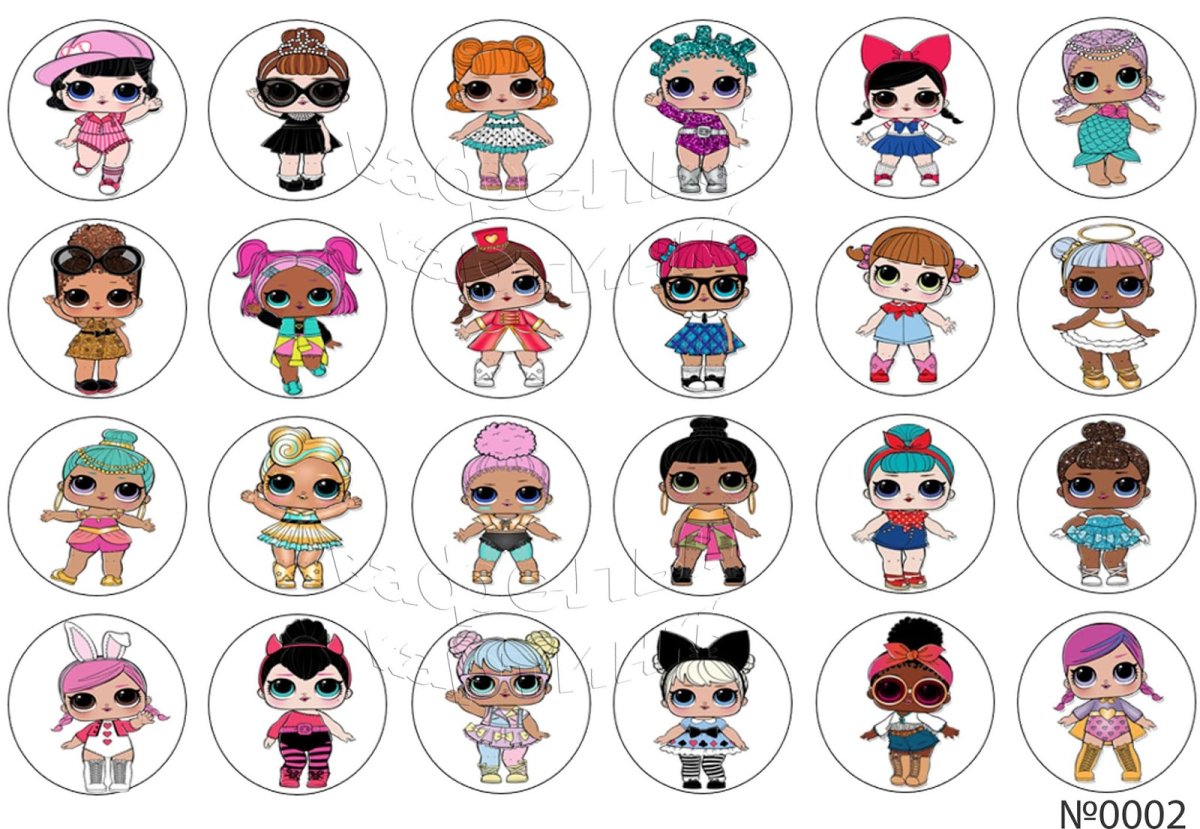 Куклы ЛОЛ для печати на сахарной бумаге
