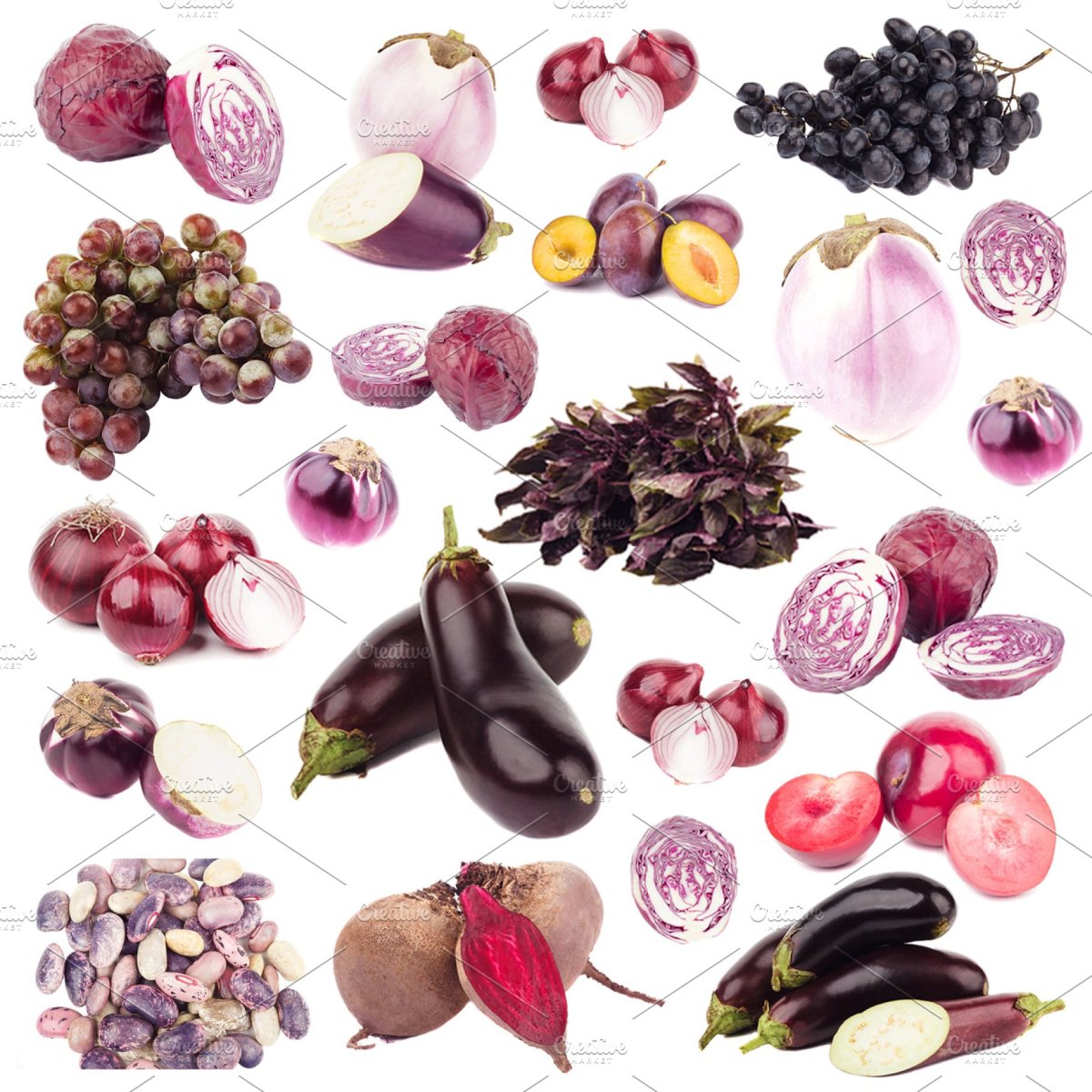 Фиолетовые фрукты и овощи и ягоды