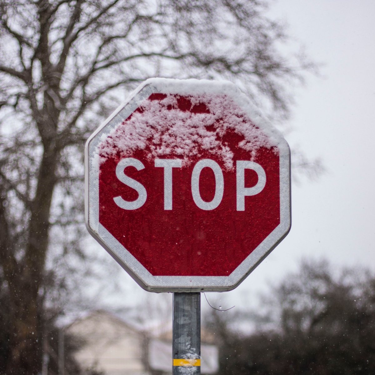 Дорожный знак в снегу