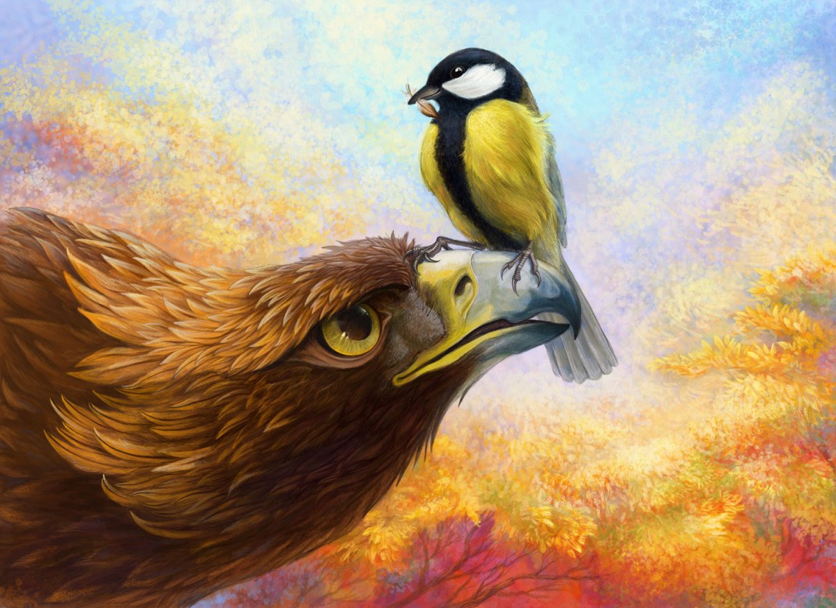 Кот ангел с тенью арт