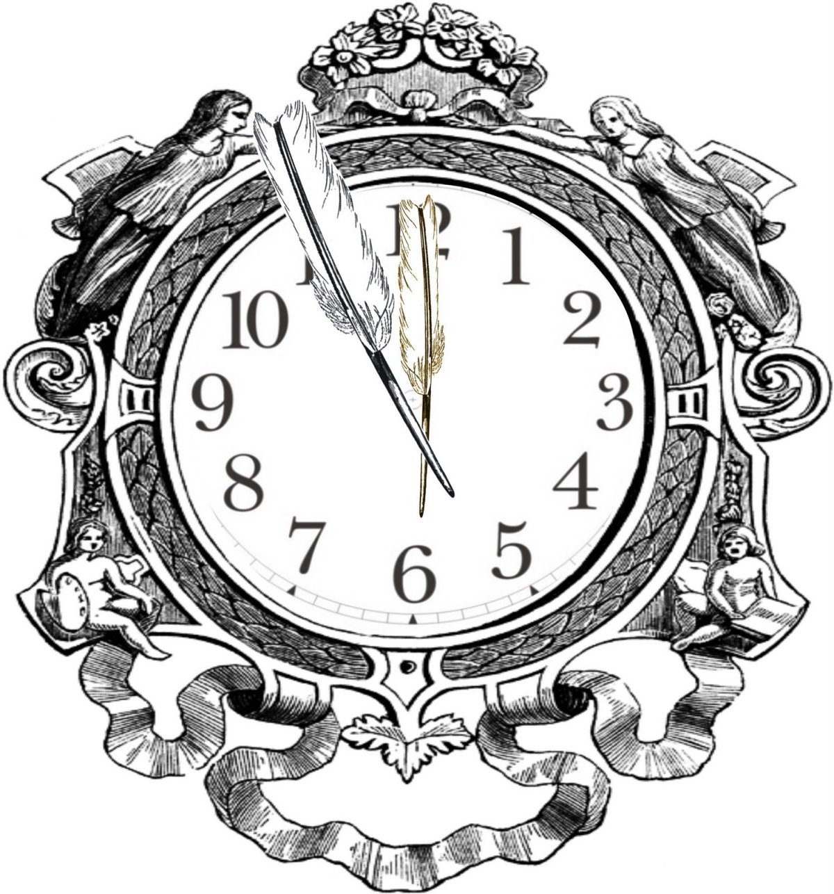 Часы для декупажа черно белые