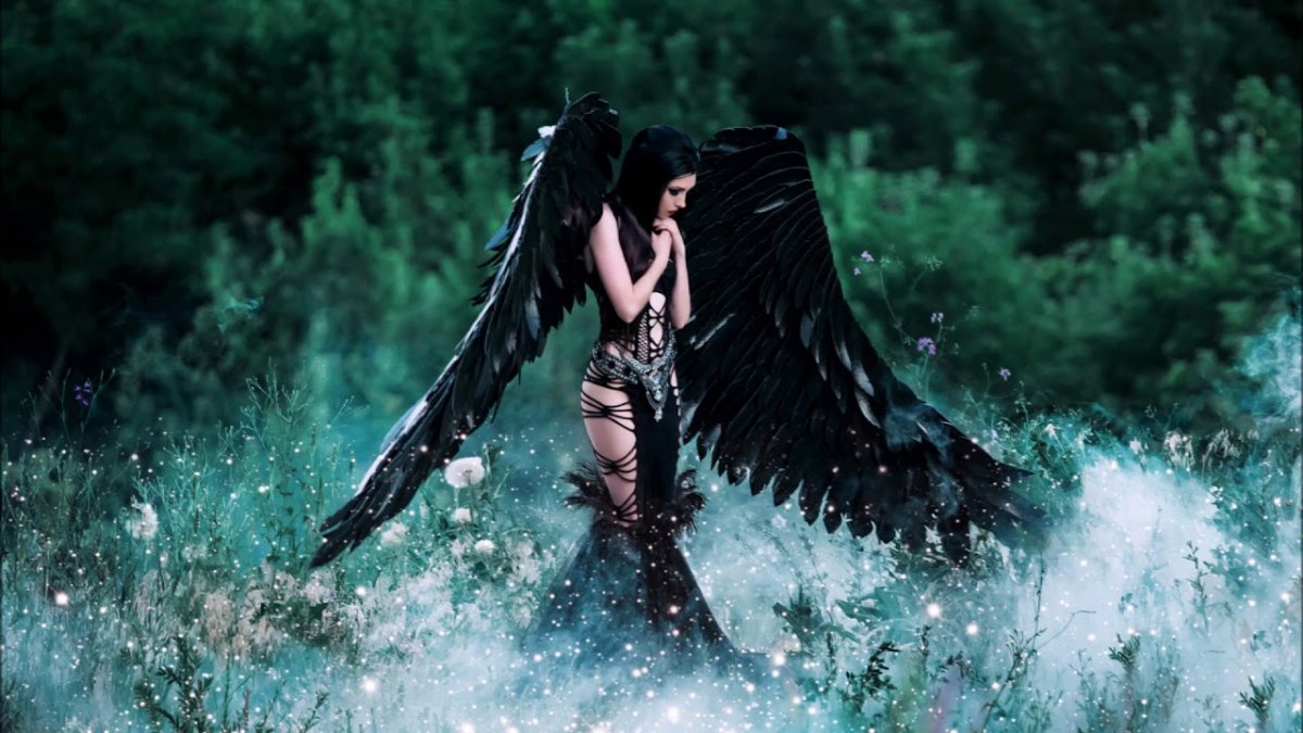 Девушка с черными крыльями