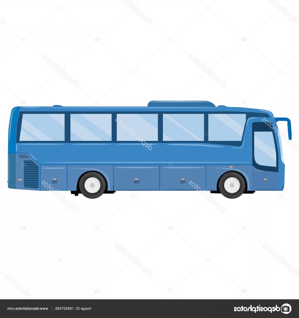 Детский автобус синий на белом фоне