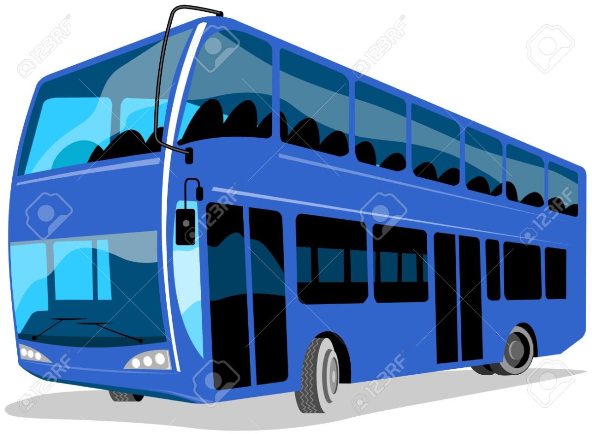 Синий автобус рисованный