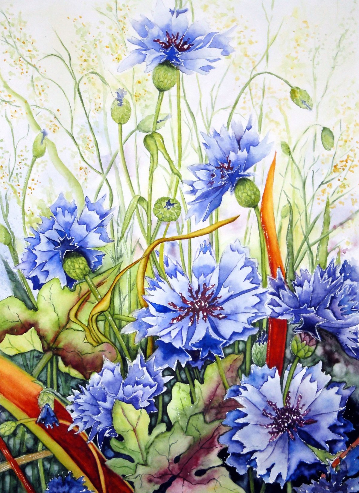 Рисуем васильки маслом