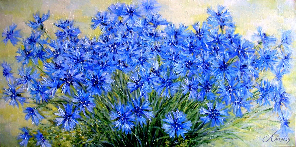 Василек гуашью