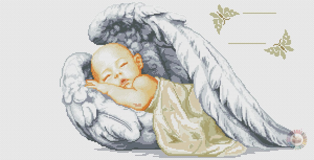 Вышивка крестом метрика ангел