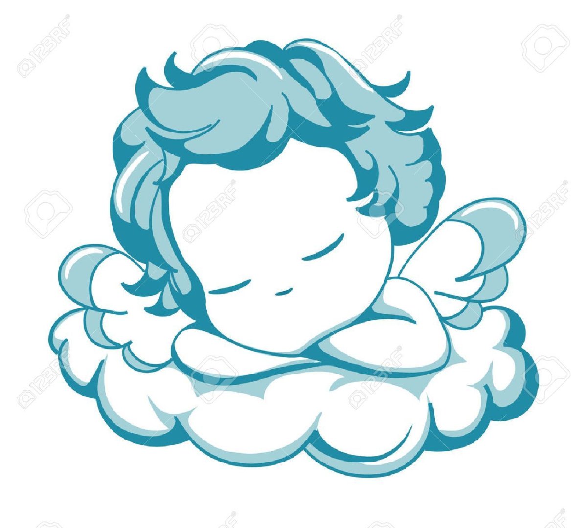 Ангелочек на облаке на прозрачном фоне