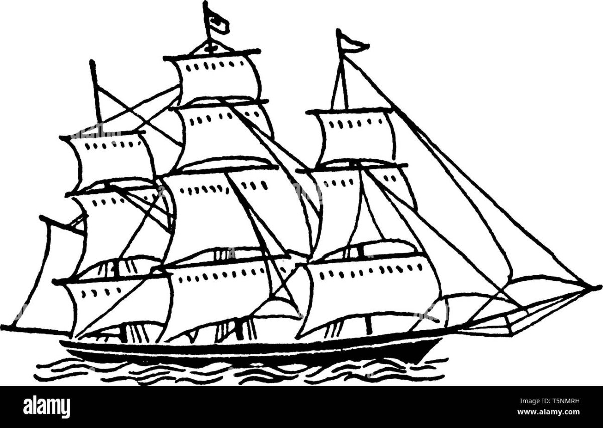 Корабль в шторме раскраска