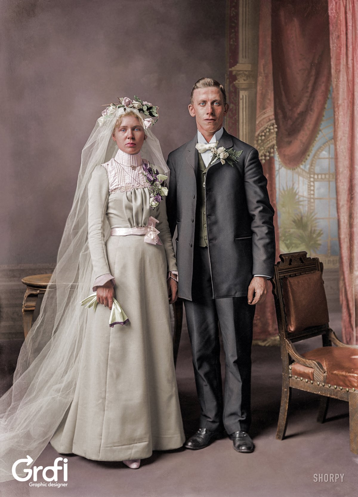 Старинные Свадебные фотографии как они делались фотошоп