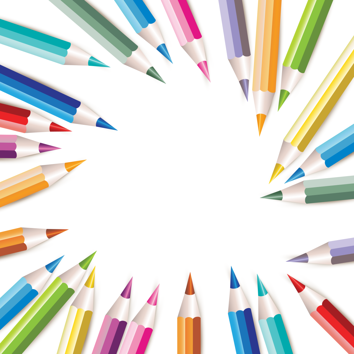 Цветные карандаши на белом фоне