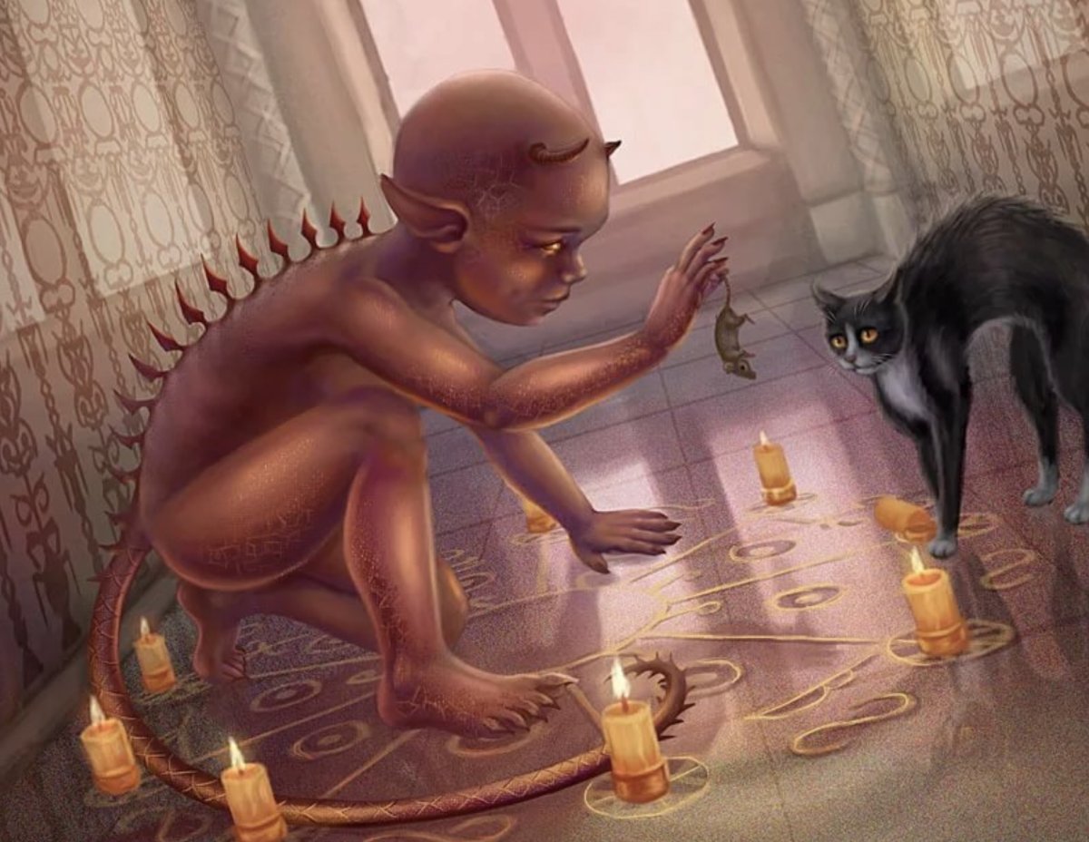 Дьявол на белом фоне