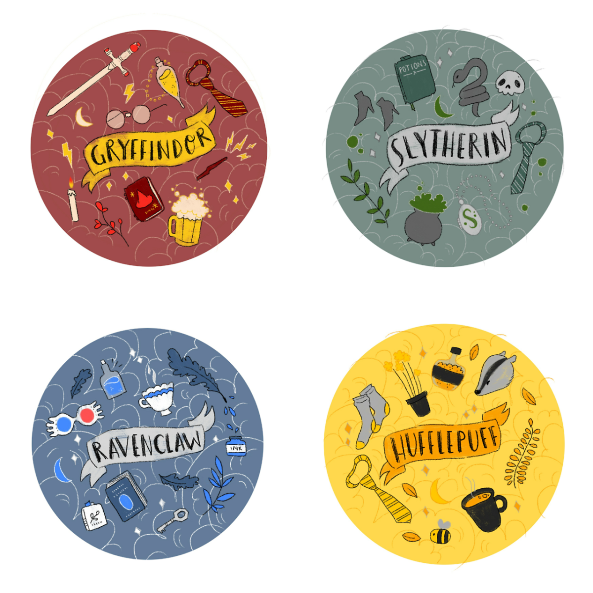 Стикеры Гарри Поттер круглые