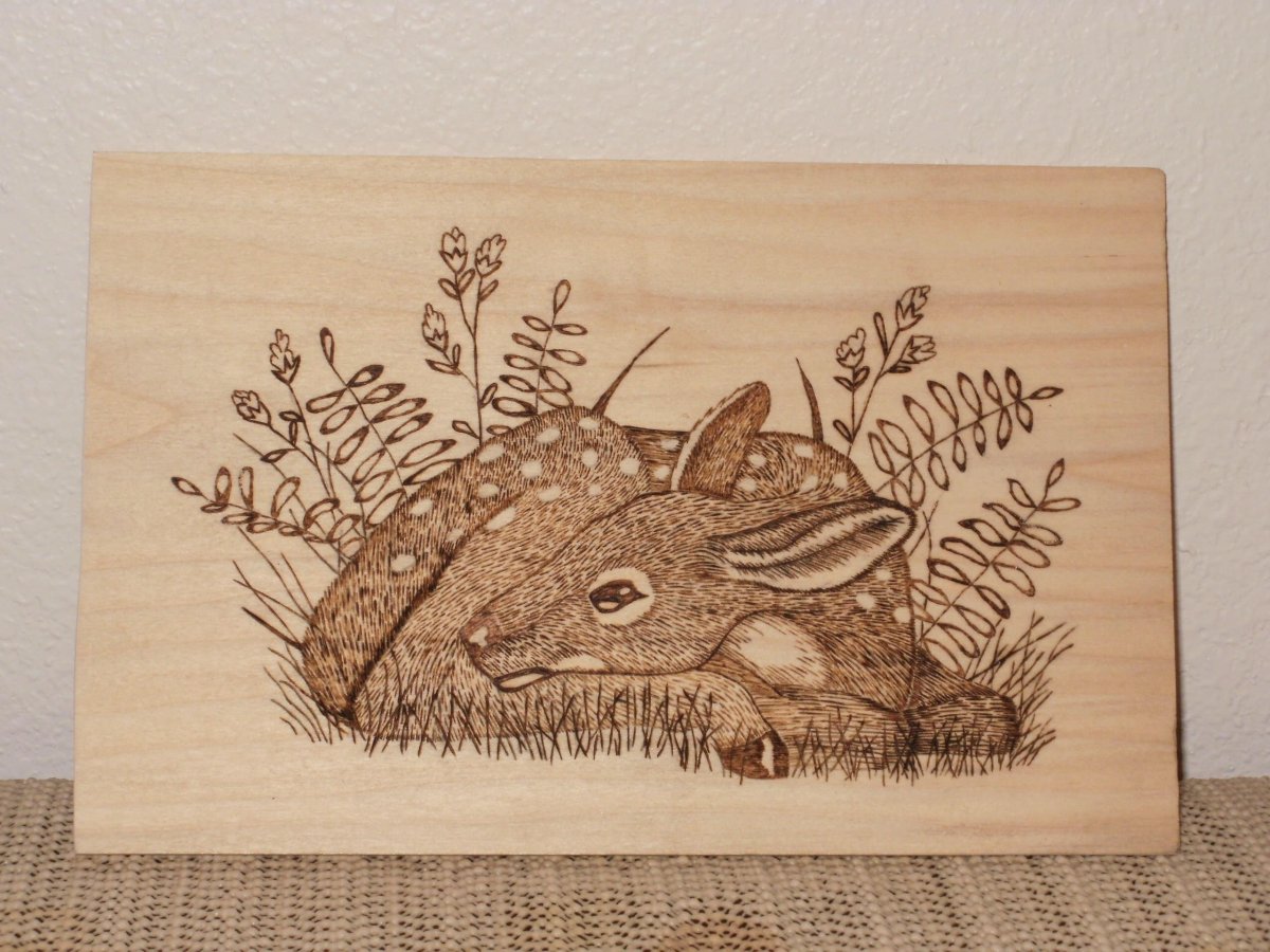 Олененок Выжигание по дереву