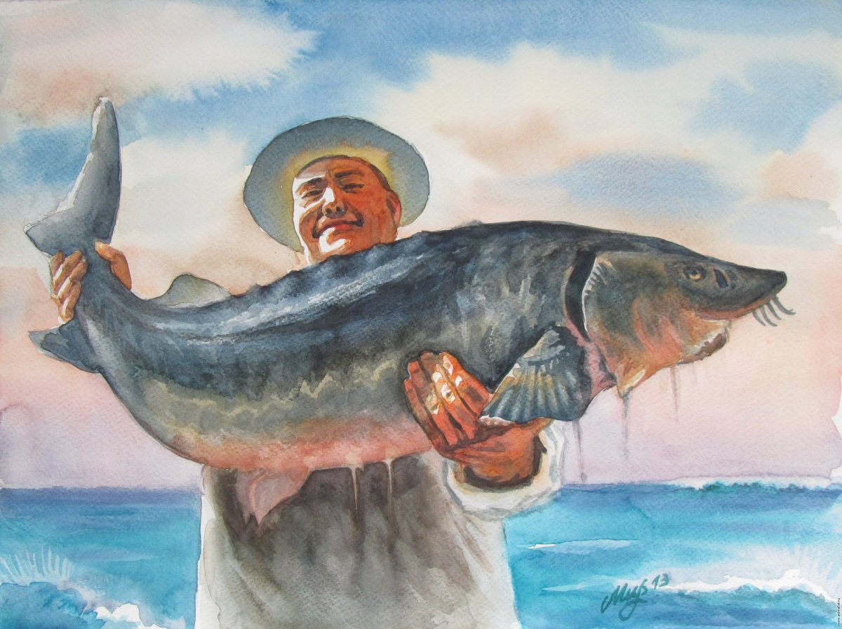 Трафареты рыб и рыбаков