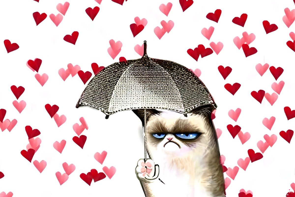 Мем день Святого Валентина с котом