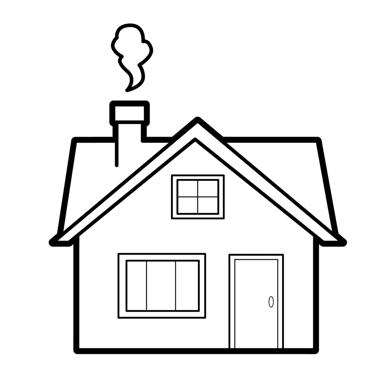 Дом картинка для детей черно белая