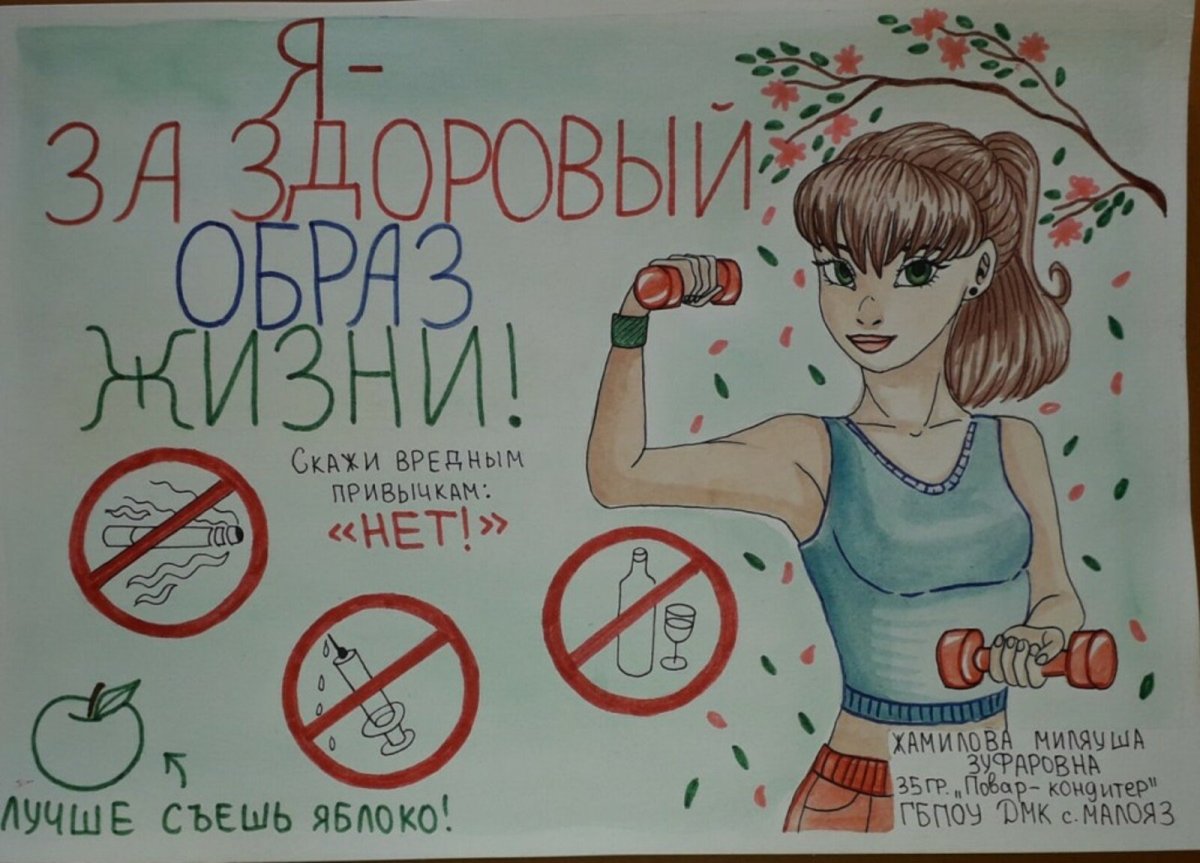 Рисунок красками здоровый образ жизни